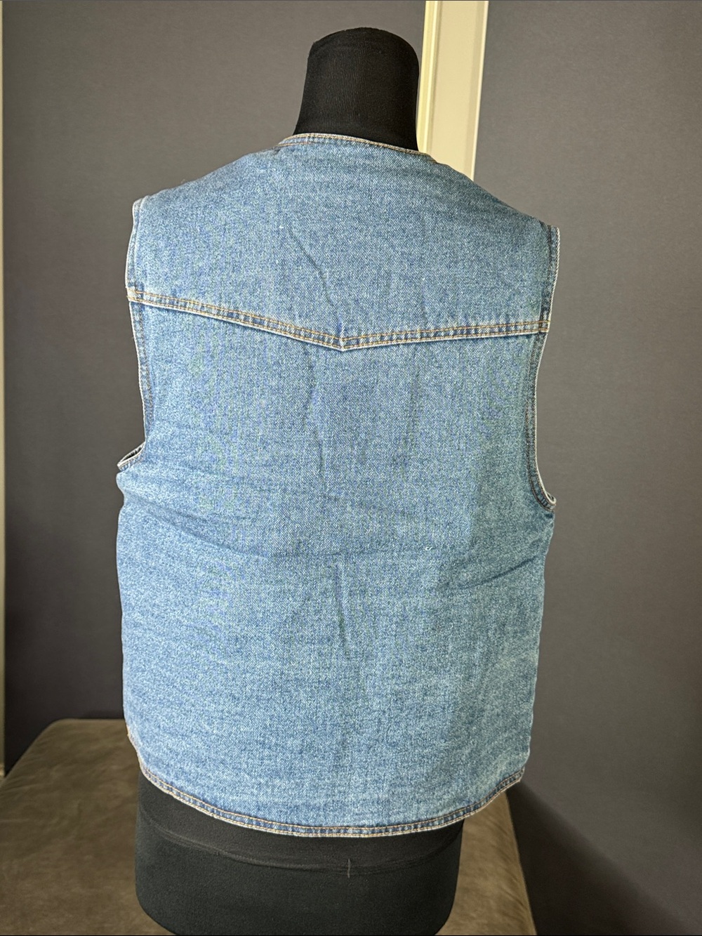 Men’s Blue Denim Vest Dakota Leather Co. MEDIUM Snap Closure Sherpa Lined NWT - Picture 4 of 12